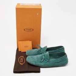 Tod's Green Suede Gommino Slip On Loafers Size 39.5