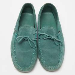 Tod's Green Suede Gommino Slip On Loafers Size 39.5