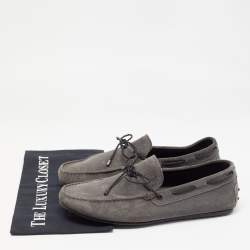 Pre Owned Tod's Grey Suede Slip On Loafers Size 42