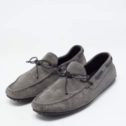 Pre Owned Tod's Grey Suede Slip On Loafers Size 42