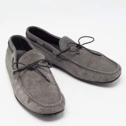 Pre Owned Tod's Grey Suede Slip On Loafers Size 42