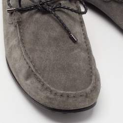 Pre Owned Tod's Grey Suede Slip On Loafers Size 42