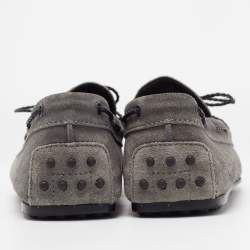 Pre Owned Tod's Grey Suede Slip On Loafers Size 42