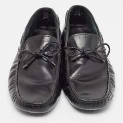 Tods Black Leather Gommino Loafers Size 42