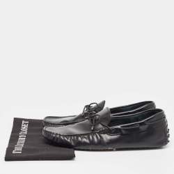 Tods Black Leather Gommino Loafers Size 42