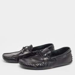Tods Black Leather Gommino Loafers Size 42