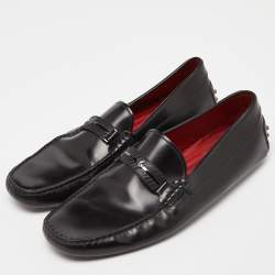 Tod's For Ferrari Black Leather Slip On Loafers Size 39.5