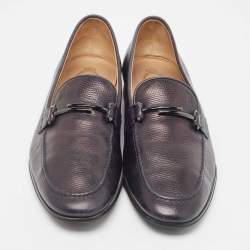 Tod's Black Navy Blue Leather Double T Buckle Slip On Loafers Size 42