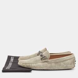 Pre Owned Tod's Green Nubuck Leather Slip On Loafers Size 43