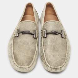 Pre Owned Tod's Green Nubuck Leather Slip On Loafers Size 43