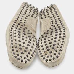 Pre Owned Tod's Green Nubuck Leather Slip On Loafers Size 43