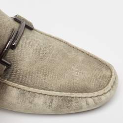 Pre Owned Tod's Green Nubuck Leather Slip On Loafers Size 43