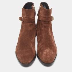 Pre Owned Tod's Brown Suede Buckled Ankle Boots Size 37.5