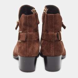 Pre Owned Tod's Brown Suede Buckled Ankle Boots Size 37.5