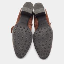 Pre Owned Tod's Brown Suede Buckled Ankle Boots Size 37.5