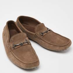 Tod's Brown Suede Buckle Detail Loafers Size 42.5
