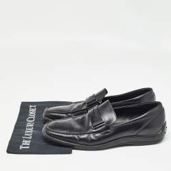 Tod's Black Leather Penny Slip On Loafers Size 43