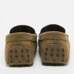 Tod's Olive Green Nubuck Leather Slip On Loafers Size 44.5