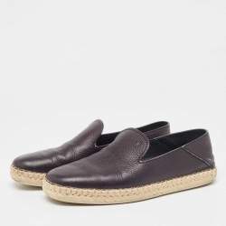 Tod's Black Leather Slip On Espadrilles Flats Size 39.5