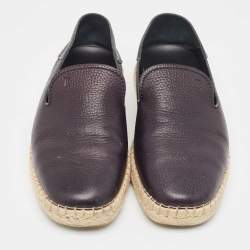 Tod's Black Leather Slip On Espadrilles Flats Size 39.5