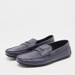 مملوكة مسبقًا Tod's Blue Leather Penny Slip On Loafers Size 41.5