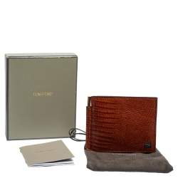 Tom Ford Brown Lizard Money Clip Wallet