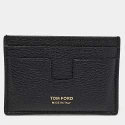 Tom Ford Black Leather T-Line Card Holder