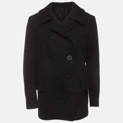 Pre Owned Tom Ford Black Wool Blend Double Breasted Trench Coat XL