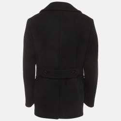Pre Owned Tom Ford Black Wool Blend Double Breasted Trench Coat XL