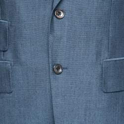 Pre Owned Tom Ford Blue Mohair Wool Single Breasted Blazer L