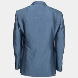 Pre Owned Tom Ford Blue Mohair Wool Single Breasted Blazer L