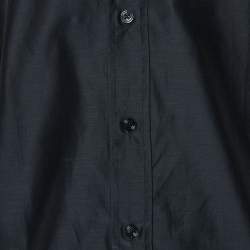 Pre Owned Tom Ford Black Cotton & Silk Stand Collar Shirt M