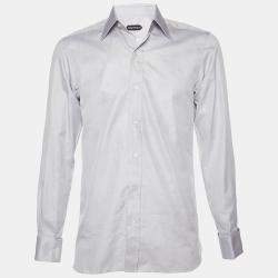 مملوكة مسبقًا Tom Ford Grey Cotton Long Sleeve Shirt M (EU 39)