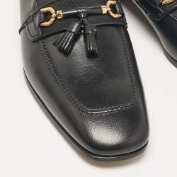 Tom Ford Black Leather Fringe Slip On Loafers Size 44