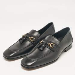 Tom Ford Black Leather Fringe Slip On Loafers Size 44