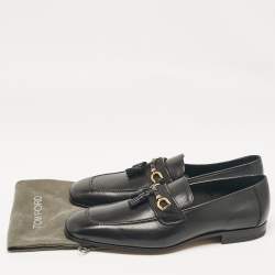 Tom Ford Black Leather Fringe Slip On Loafers Size 44