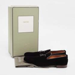 Tom Ford Black Leather Velvet Loafers Size 44