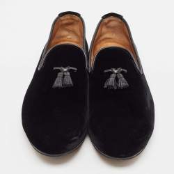 Tom Ford Black Leather Velvet Loafers Size 44