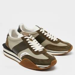 Tom Ford Army Green Suede and Nylon James Sneakers Size 47