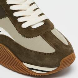 Tom Ford Army Green Suede and Nylon James Sneakers Size 47