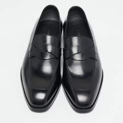 Pre Owned Tom Ford Black Leather Twisted Band Penny Loafers Size 42
