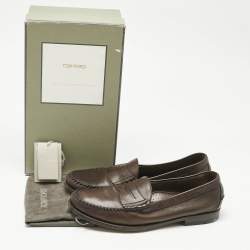 Pre Owned Tom Ford Brown Leather Loafers Size 43.5