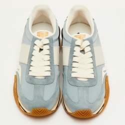 مملوكة مسبقًا Tom Ford James Size 42 Light Blue/Grey Canvas and Suede Low Top Sneakers