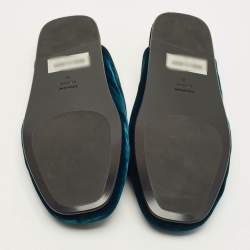 Pre Owned حذاء ميول توم فورد جلد أزرق بشراشيب ومخمل مقاس 44