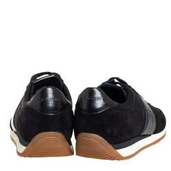 Tom Ford Navy Blue/Black Canvas And Suede Low Top Sneakers Size 41