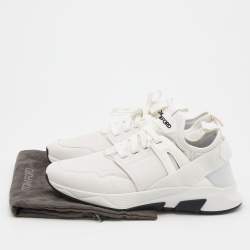 Tom Ford White Leather and Neoprene Jago Sneakers Size 44