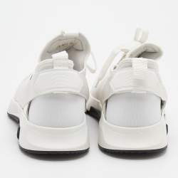 Tom Ford White Leather and Neoprene Jago Sneakers Size 44
