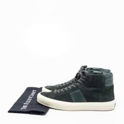 Tom Ford Green Suede and Leather Cambridge High-Top Sneakers Size 44