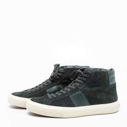 Tom Ford Green Suede and Leather Cambridge High-Top Sneakers Size 44