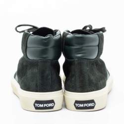 Tom Ford Green Suede and Leather Cambridge High-Top Sneakers Size 44